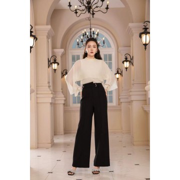 Ivory Grace Pleated Blouse Midnight Flow Palazzo Pants